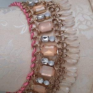 Reversible gold toned necklace with multi jewels and beading